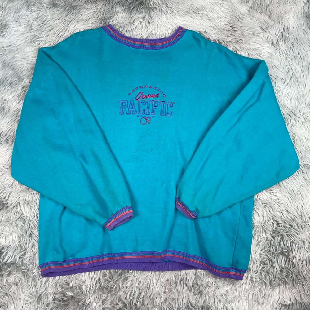 Vintage Refreshing OCEAN PACIFIC Aqua Sweatshirt